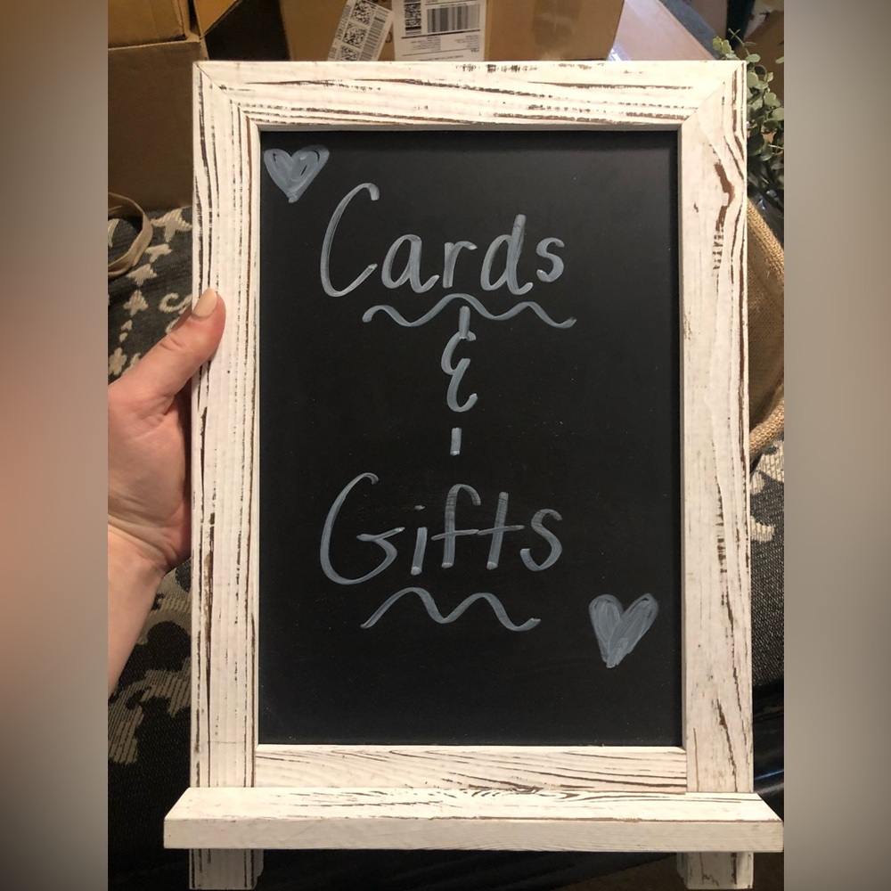 White Bordered Chalkboard with Stand